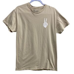 Bowery Supply Co Skeleton Peace Sign Graphic Tee Tan Size‎ M